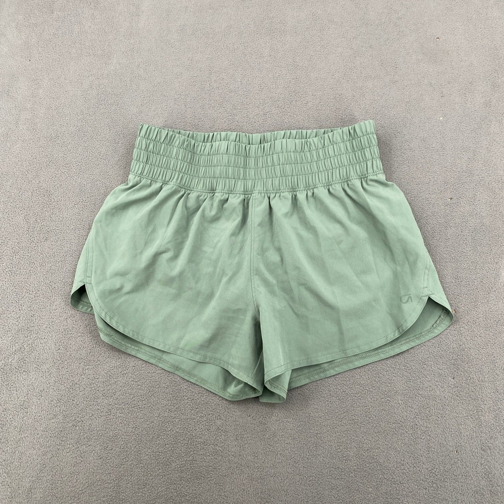 GapFit Womens Running Shorts Sage Green Smocked Waist Mesh Liner XS 8724